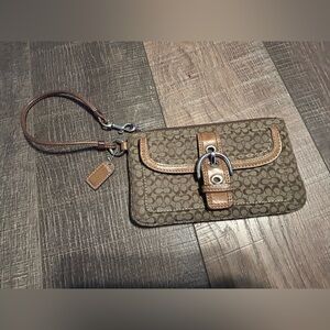 Coach canvas and leather wristlet